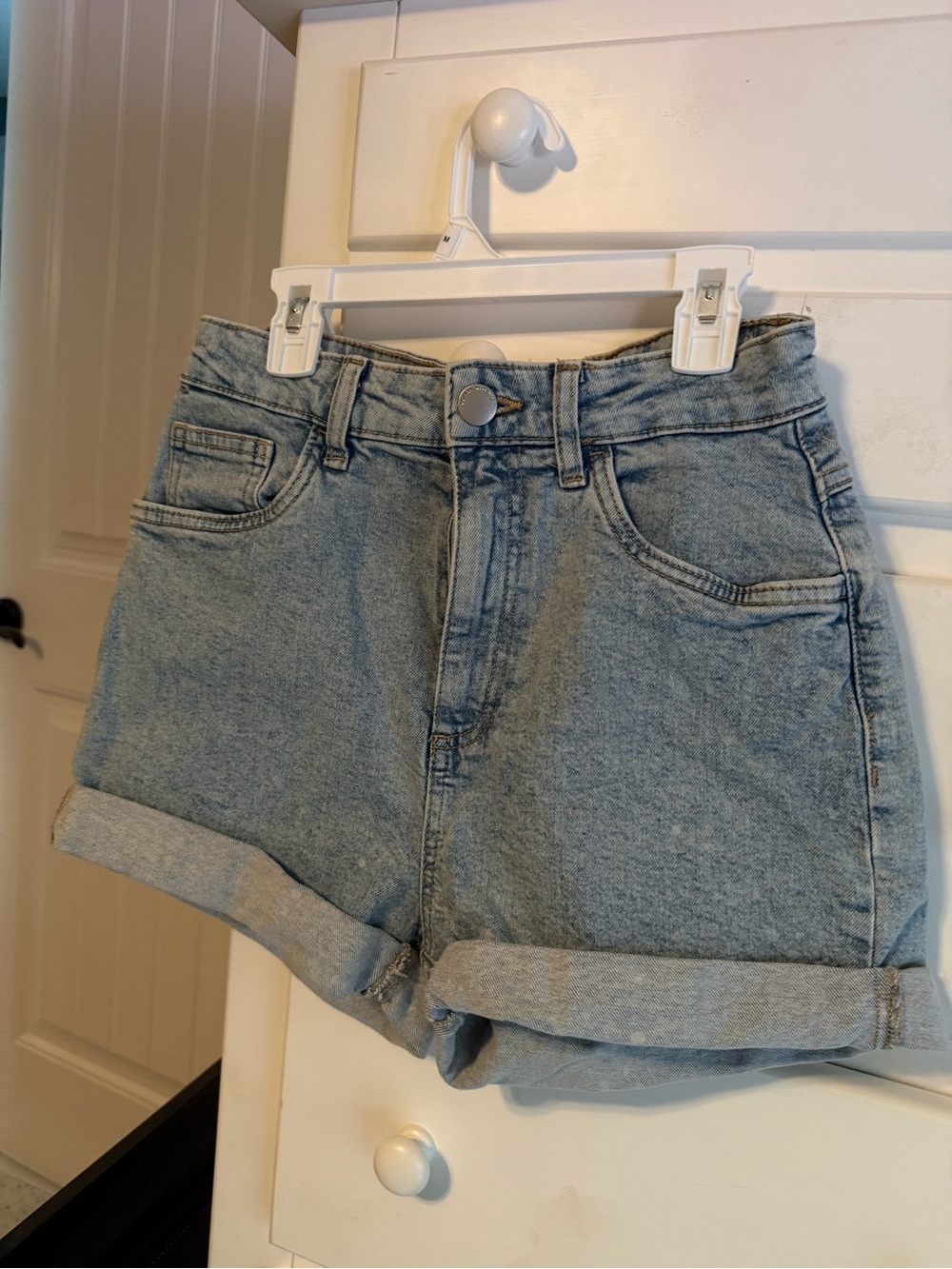 Cotton On Light Blue Rolled-Hem Denim Shorts